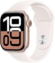 Apple Watch Series 10 [GPS 42mm case] Smartwatch with Rose Gold Aluminium Case with Light Blush Sport Band - S/M. Fitness Tracker, ECG App, Always-On Retina Display, Water Resistant