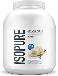 Isopure Zero Carb 100% Pure Whey Isolate Protein Powder, Lactose Free, Gluten Free, With Vitamins, Creamy Vanilla, 25g Protein Per Serving, 4.5 Lbs, 66 Servings (Packaging May Vary)