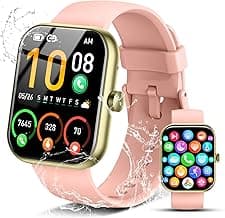 Smart Watch for Men Women (Answer/Make Call), 1.96" HD Fitness Tracker Running Watch, IP68 Waterproof,Pedometer, Sleep/Step/Activity/Heart Rate Monitor,110+ Sport Mode Smartwatch for iOS Android,Pink