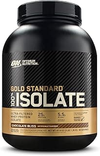 Optimum Nutrition Gold Standard 100% Isolate, Protein Powder, Chocolate Bliss, 3 Pounds, 44 Servings. Whey Protein Isolate (Packaging May Vary)