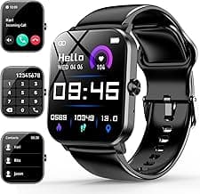 Smart Watch, 1.85" Smartwatch for Men Women (Answer/Make Call), Heart Rate, Sleep Monitor, Pedometer, 120+ Sport Modes Activity Tracker, IP68 Waterproof Fitness Watch for Android iOS (Black)