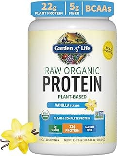 Garden of Life Protein Powder, Vegan Protein Powder, BCAA, Probiotics & Digestive Enzymes, Gluten & Lactose Free, Vanilla, 1.5 LB