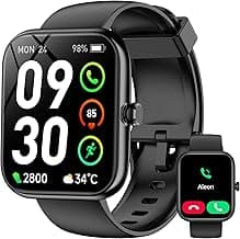 Smart Watch with Alexa Built-in‌, 1.83" HD Fitness Tracker with Bluetooth Calls/Messages, IP68 Waterproof, 120+Sports Modes, 24/7 Heart Rate/Sleep Fitness Watch Compatible with iOS/Android (Black)