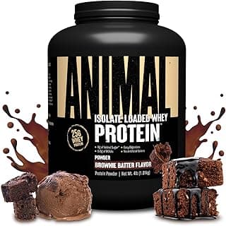Animal Whey Isolate Protein Powder - Loaded for Pre & Post Workout Muscle Builder and Recovery with Digestive Enzymes for Men & Women - 25g Protein, Great Taste, Low Sugar - Brownie Batter 4 lbs