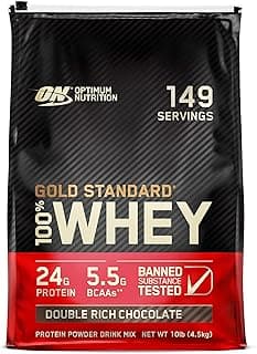 Optimum Nutrition Gold Standard 100% Whey Protein Powder, Double Rich Chocolate 10 Pound (Packaging May Vary)