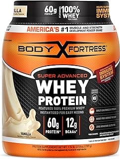 Body Fortress Super Advanced Whey Protein Powder, Vanilla, Immune Support (1), Vitamins C & D Plus Zinc, 1.74 lbs